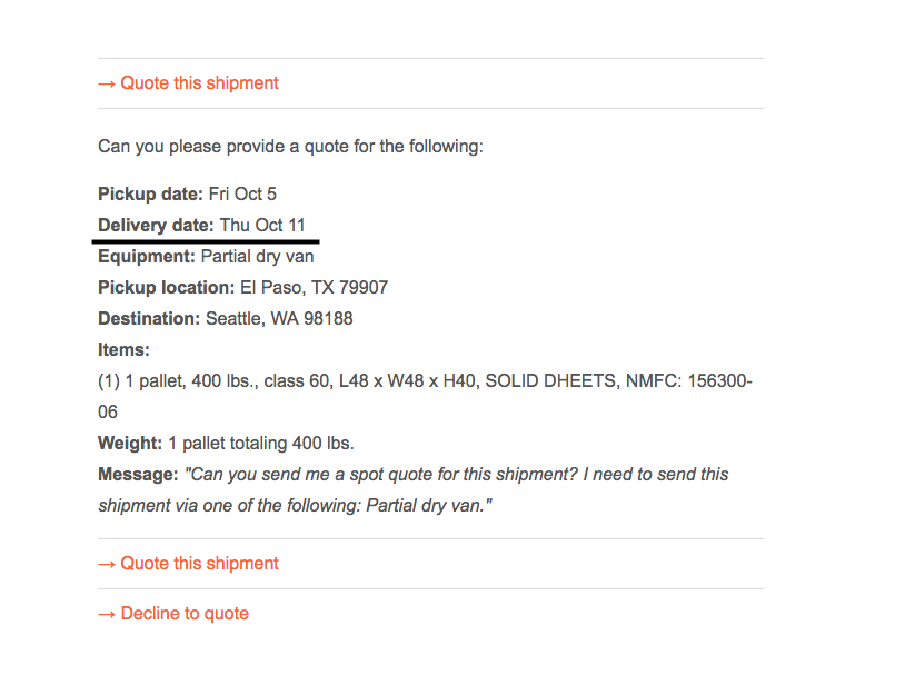 Introducing: Spot Quote Delivery Date image